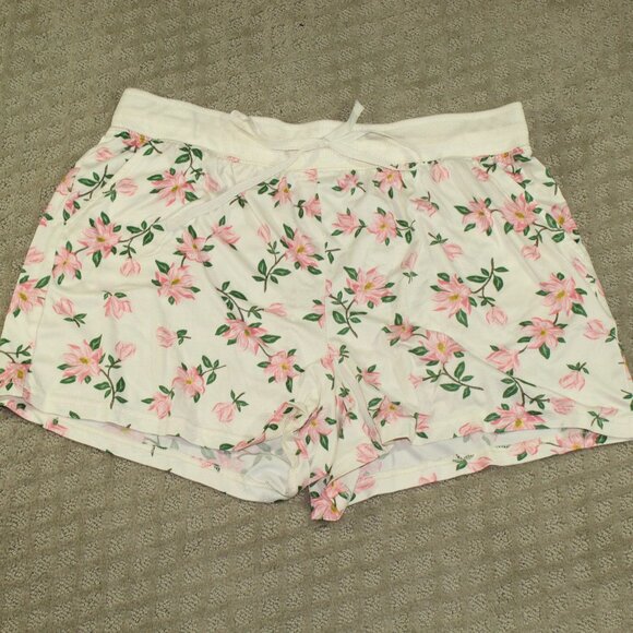 Draper James Women's Large Cream with Pink Flowers Pajama Shorts Set - Picture 3 of 9